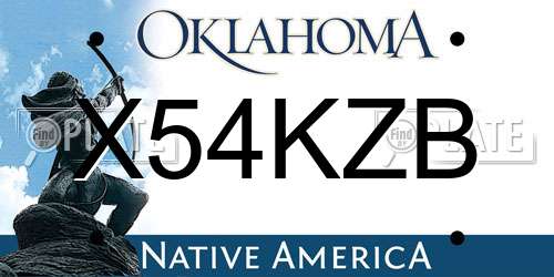X54KZB Oklahoma License Plate