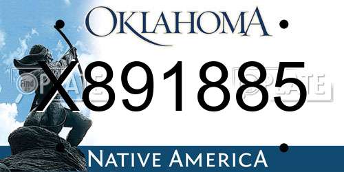 X891885 Oklahoma License Plate