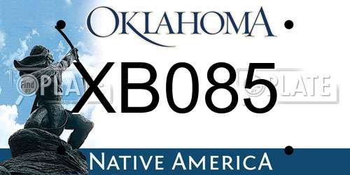 XB085 Oklahoma License Plate