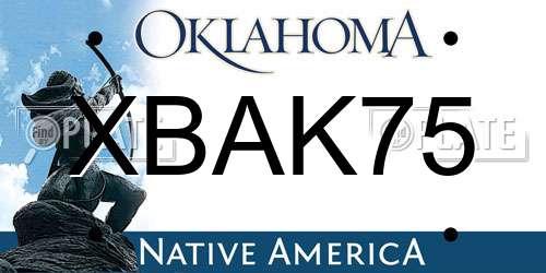 XBAK75 Oklahoma License Plate