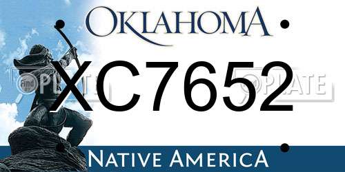 XC7652 Oklahoma License Plate