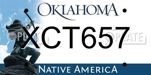 XCT657 Oklahoma License Plate