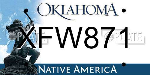 XFW871 Oklahoma License Plate