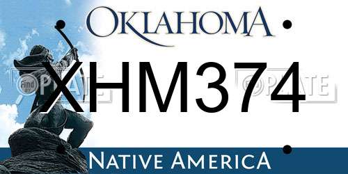 XHM374 Oklahoma License Plate