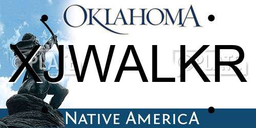 XJWALKR Oklahoma License Plate