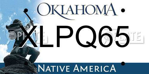 XLPQ65 Oklahoma License Plate