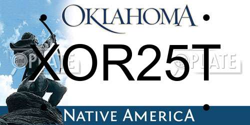 XOR25T Oklahoma License Plate