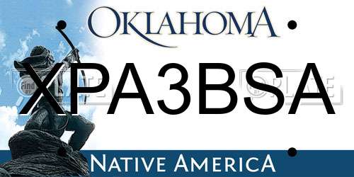 XPA3BSA Oklahoma License Plate