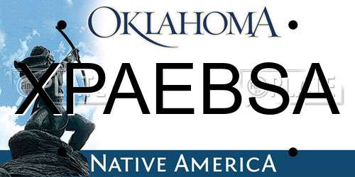XPAEBSA Oklahoma License Plate