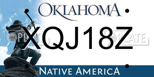 XQJ18Z Oklahoma License Plate