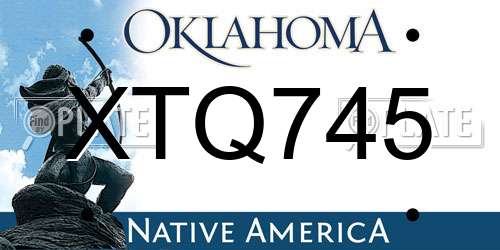 XTQ745 Oklahoma License Plate