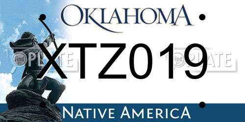 XTZ019 Oklahoma License Plate