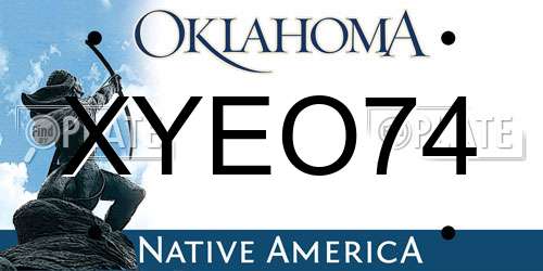 XYEO74 Oklahoma License Plate