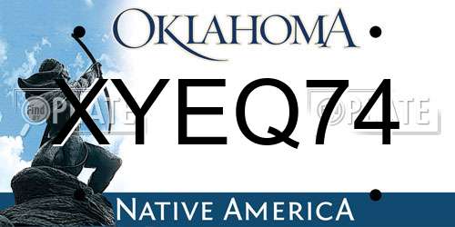 XYEQ74 Oklahoma License Plate