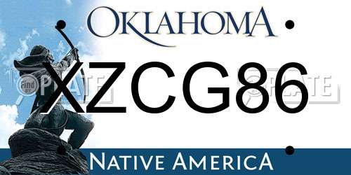 XZCG86 Oklahoma License Plate