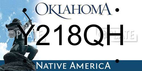 Y218QH Oklahoma License Plate