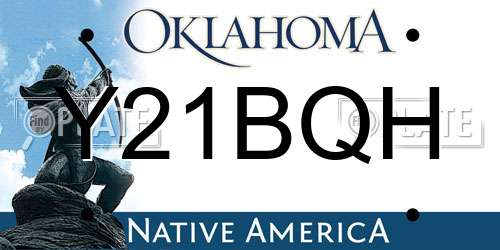 Y21BQH Oklahoma License Plate