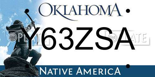 Y63ZSA Oklahoma License Plate