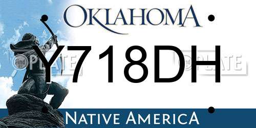 Y718DH Oklahoma License Plate