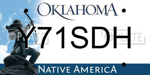 Y71SDH Oklahoma License Plate