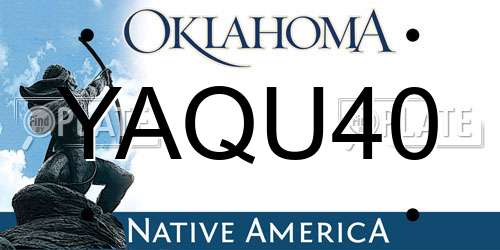 YAQU40 Oklahoma License Plate