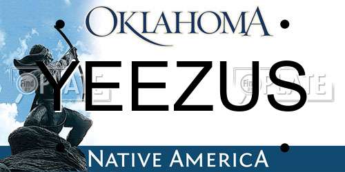 YEEZUS Oklahoma License Plate