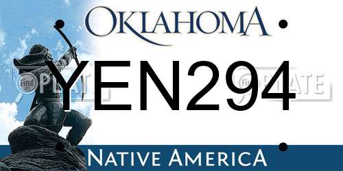 YEN294 Oklahoma License Plate