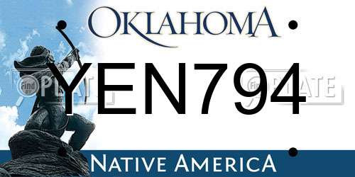 YEN794 Oklahoma License Plate