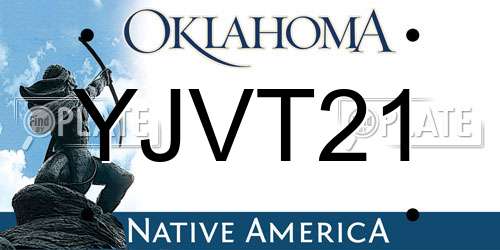 YJVT21 Oklahoma License Plate