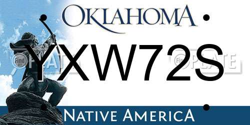 YXW72S Oklahoma License Plate