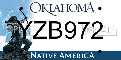 YZB972 Oklahoma License Plate