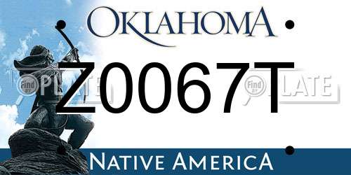 Z0067T Oklahoma License Plate