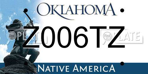 Z006TZ Oklahoma License Plate