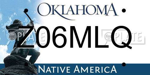 Z06MLQ Oklahoma License Plate