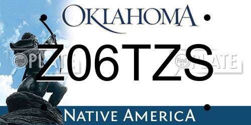 Z06TZS Oklahoma License Plate