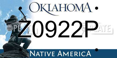 Z0922P Oklahoma License Plate