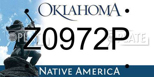 Z0972P Oklahoma License Plate