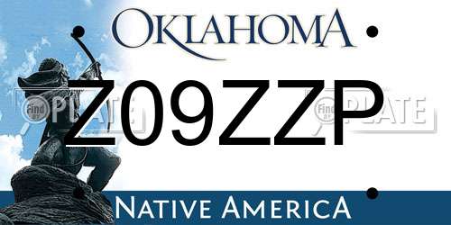 Z09ZZP Oklahoma License Plate