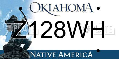 Z128WH Oklahoma License Plate