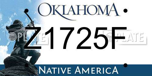 Z1725F Oklahoma License Plate