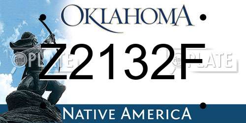 Z2132F Oklahoma License Plate