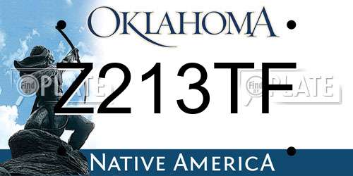 Z213TF Oklahoma License Plate