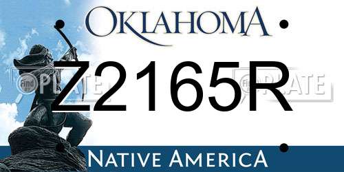 Z2165R Oklahoma License Plate