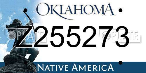 Z255273 Oklahoma License Plate