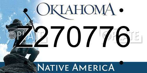 Z270776 Oklahoma License Plate