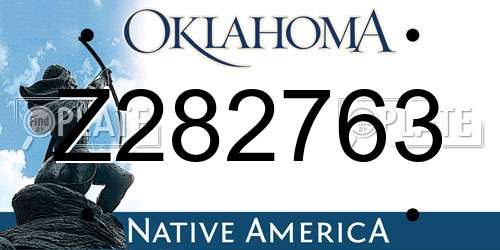 Z282763 Oklahoma License Plate