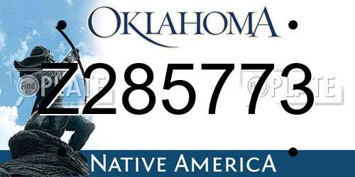 Z285773 Oklahoma License Plate