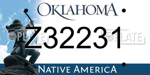 Z32231 Oklahoma License Plate