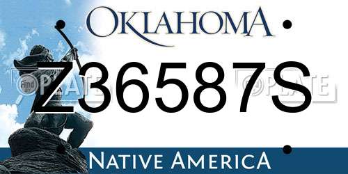 Z36587S Oklahoma License Plate
