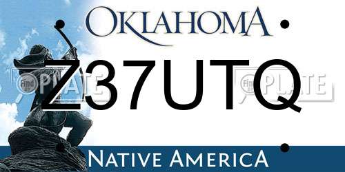 Z37UTQ Oklahoma License Plate